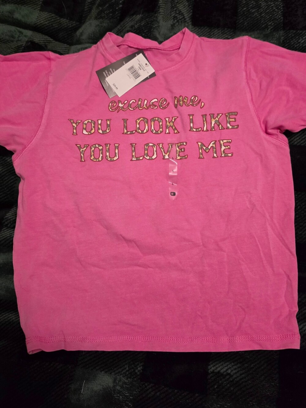 Buckle Pink Short-Sleeve Graphic Tee with Gold Lettering